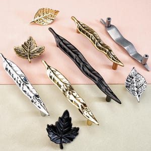 Metal Leaf Design Dresser Furniture Handles Drawer Pulls Cupboard Handle Cabinet Door Handles Dresser Drawer Knobs Kitchen Modern Hardware