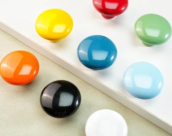Colorful Candy Series Round Ceramics Knob Pulls Dresser Drawer Handles Furniture Cabinet Pull Door Handle Closet Knob Pulls Modern Hardware