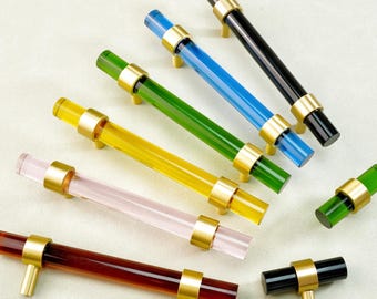 T-Knob Transparent Colorful Handles Dresser Drawer Handle Kitchen Cabinet Pull Door Handles Closet Knob Closet Cupboard Pulls Knobs Hardware