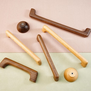 Modern Wood Handles Black Walnut Beech Knobs Pulls Kitchen Door Handles Cabinet Door Handle Closet Knob Dresser Drawer Pull Simple Hardware