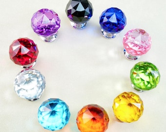 Colorful Crystal Handles Dresser Drawer Handles Kitchen Cabinet Pulls Door Handles Closet Ball Knobs Pulls Chrome Modern Hardware Knob