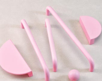 Pink Handles Dresser Drawer Knobs Cupboard Handle Pull Semicircle Pulls Children Ball Knobs Closet Wardrobe Kitchen Cabinet Door Handles