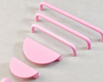 Poignées roses pour commode, boutons de tiroir, poignée de placard, poignées en demi-cercle pour enfants, boutons boule pour placard, penderie, poignées de porte d'armoires de cuisine