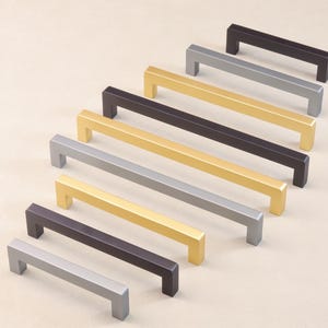 Simple Style Black Gold Gray Square Shape Pull Kitchen Cabinet Modern Door Handles Drawer Knobs Closet Handle Bathroom Handle Cupboard Pull