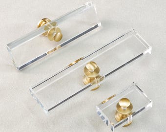 Crystal Glass Bathroom Handles Square Knobs Dresser Pulls Drawer Handle Brass Kitchen Cabinet Door Handles Transparent Pulls Knobs One Hole