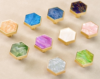 Hexagon Knäufe Kommode Schublade Griffe Knäufe Kinderzimmer Griffe Bunte Schrank Pull Schrank Knöpfe Türgriff Küche Hardware