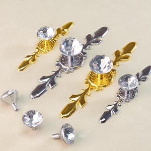 Simple Crystal Handles Dresser Drawer Handles Gold Kitchen Cabinet Pulls Door Handles Black Closet Knobs Pulls Chrome Modern Hardware Knob
