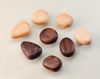 Pebble Style Black Walnut Dresser Drawer Beech Cabinet Pull Knob Wardrobe Closet Kitchen Cupboard Cabinet Handles Pulls Modern Hardware