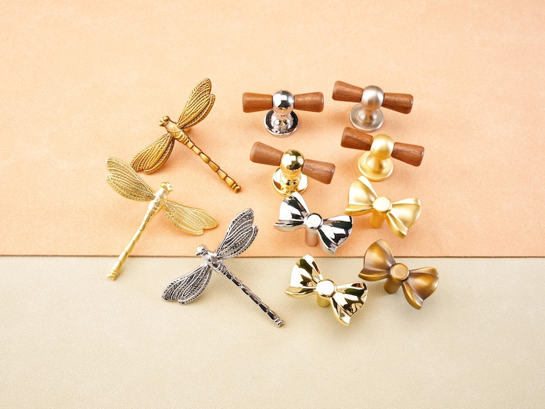 Exquisite Libelle Knäufe Schrank Knauf Chrom Türgriff Kommode Schublade Bogen Knauf Kleiderschrank Griff Gold Schrank Knäufe Zieht Moderne Hardware Bild 2