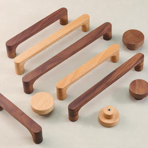 Natural Wood Handles Black Walnut Beech Knobs Pulls Kitchen Door Handles Cabinet Door Handle Closet Knob Dresser Drawer Pull Modern Hardware