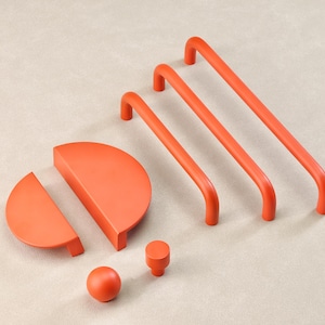 Orange Long Handles Dresser Drawer Knobs Cupboard Handle Pull Semicircle Pulls Children Knobs Closet Wardrobe Kitchen Cabinet Door Handles