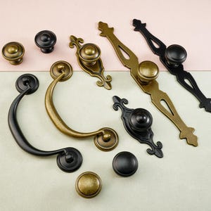 Pomos redondos de latón antiguo, tiradores negros, tiradores para puertas de armarios de cocina, tiradores de armarios, tiradores retro para armarios, tiradores para cajones de tocador, herrajes.