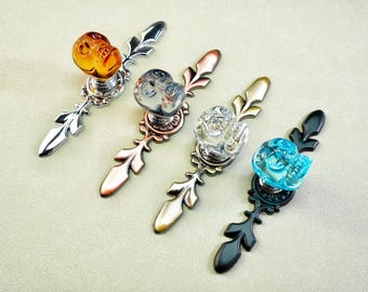 Puxadores de cristal especiais para gavetas de cômodas, armários de cozinha, portas e closets. Ferragens modernas.