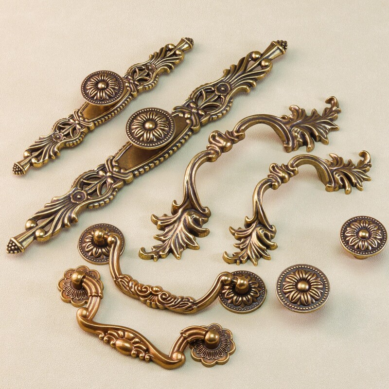 Antique Brass Drawer Pulls - Etsy