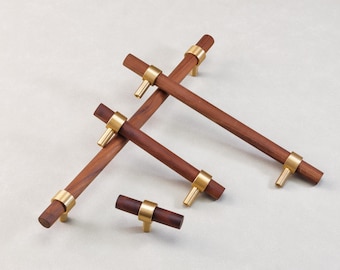 Poignées simples en bois de noyer, type T, poignées de tiroir de commode, bouton de tirage d'armoire, penderie, placard de cuisine, poignées d'armoires de quincaillerie moderne