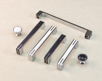 Chrome Square Pulls White Dresser Drawer Handles Cabinet Handles Closet Kitchen Pulls Cupboard Cabinet Door Handles Pulls Modern Hardware
