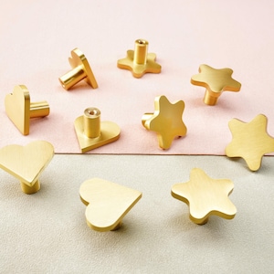 Brass Heart Star Gold Style Dresser Drawer Handles Pulls Childrens Handle Cupboard Cabinet Furniture Pull Door Handle Closet Modern Hardware