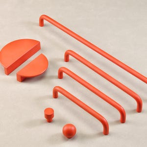 Orange Long Handles Dresser Drawer Knobs Cupboard Handle Pull Semicircle Pulls Children Knobs Closet Wardrobe Kitchen Cabinet Door Handles