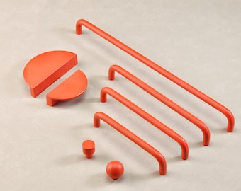 Orange Long Handles Dresser Drawer Knobs Cupboard Handle Pull Semicircle Pulls Children Knobs Closet Wardrobe Kitchen Cabinet Door Handles