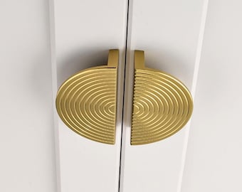 Boutons demi-cercle poignées de porte d'armoire de cuisine dorées bouton de commode à rayures modernes boutons de tiroir poignées de placard quincaillerie de placard