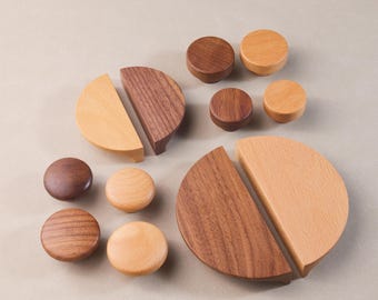 Black Walnut Semicircle Dresser Drawer Beech Cabinet Pull Knob Wardrobe Closet Kitchen Cupboard Cabinet Door Handles Pulls Modern Hardware