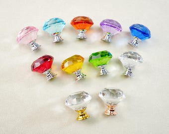 Transparent Crystal Glass Handles Dresser Drawer Handles Kitchen Cabinet Pulls Door Handles Closet Knobs Pulls Chrome Modern Hardware Knob