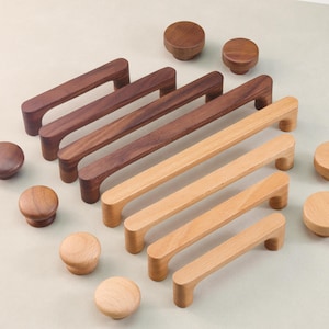 Natural Wood Handles Black Walnut Beech Knobs Pulls Kitchen Door Handles Cabinet Door Handle Closet Knob Dresser Drawer Pull Modern Hardware