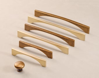 Antique Brass Pulls Kitchen Cabinet Pull Door Handles Gold Closet Knob Round Cupboard Knob High Quality Dresser Drawer Handle Hardware