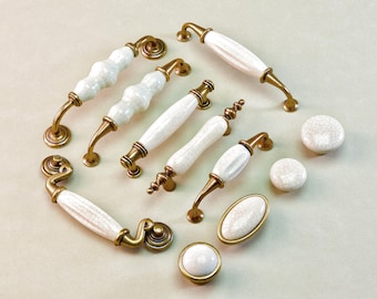 Collection de poignées en céramique Poignées de tiroir de commode Boutons de placard Poignée de garde-robe Boutons d'armoires de cuisine de penderie Poignée de porte Quincaillerie moderne 3 po.