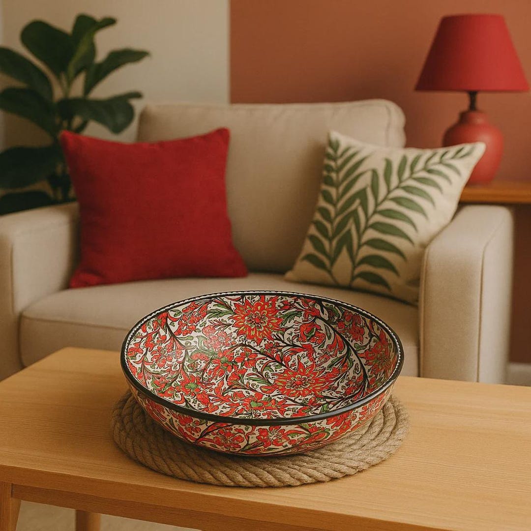 Hand-painted Floral Ceramic Bowl: 8" Artisan Dining & Decor - Etsy