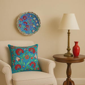 Hand-Painted Floral 12&quot; Ceramic Plate Elegant Decorative Serving Dish for Home Dining, and Gifting Unique Artisan Tableware