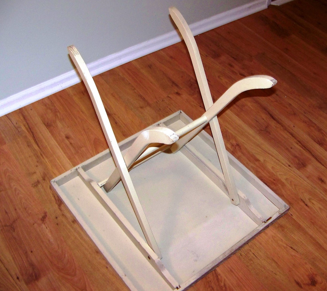 Shabby vintage wooden folding card table with floral motif Etsy