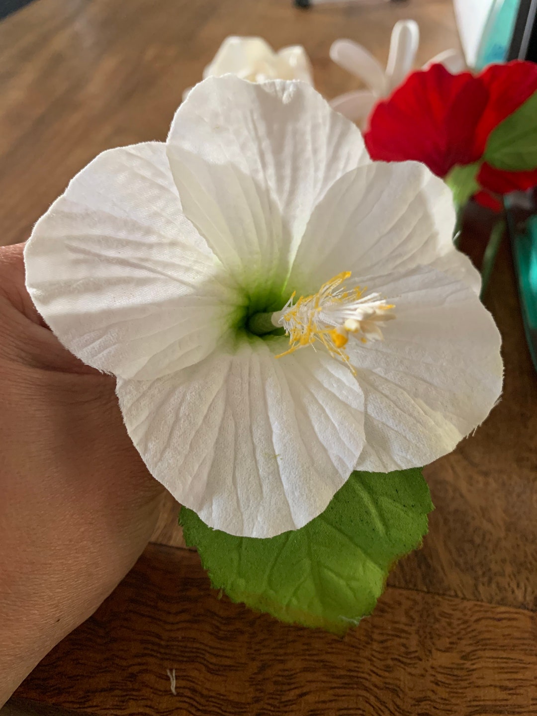 Real Touch HIBISCUS Flower Hairpick WHITE - Etsy