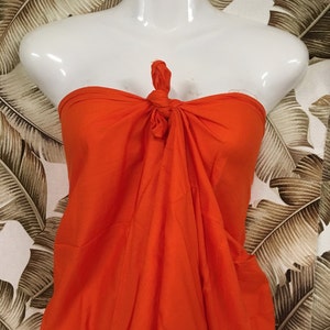 Tahitian PAREU- TANGERINE Orange no fringe pareo