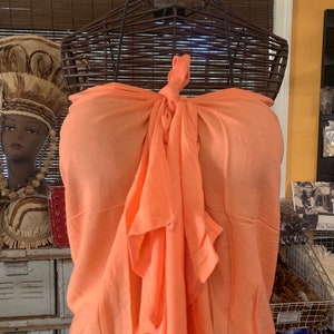 Tahitian PAREU- CORAL No Fringe Pareo