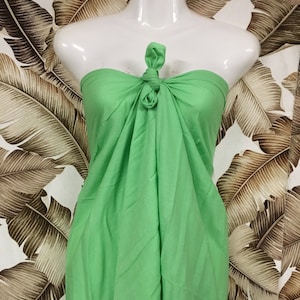 Tahitian PAREU MINT GREEN no fringe pareo