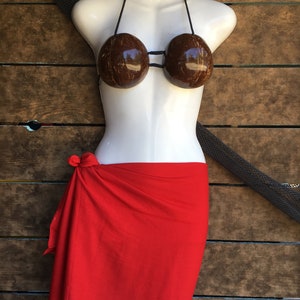 Tahitian PAREU - BLOOD RED no fringe pareo
