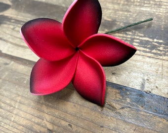 Foam Plumeria Hair Pick- Red/Black