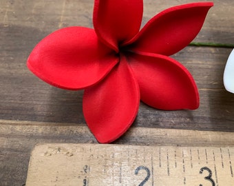 Foam Plumeria Hair Pick- Red