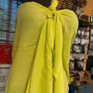 Tahitian Pareu-HIGHLIGHTER GREEN no fringe pareo