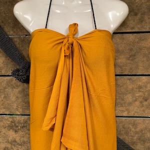 Tahitian PAREU- TURMERIC no fringe pareo