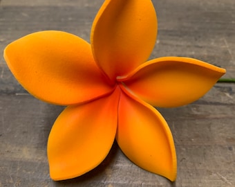 Foam Plumeria Hair Pick- Orange