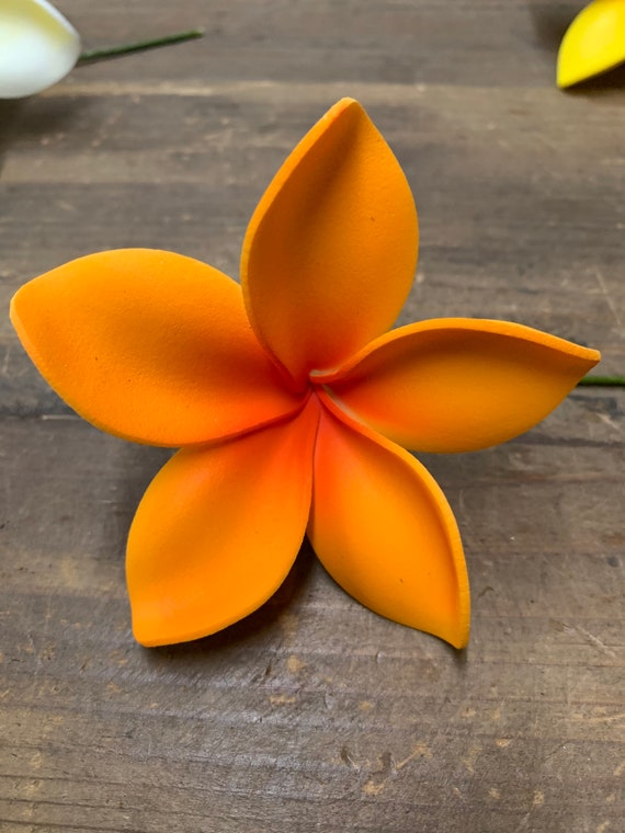 Foam Plumeria Hair Pick- Orange - Etsy