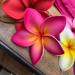 Foam Plumeria Hair Pick- Fuschia/Orange