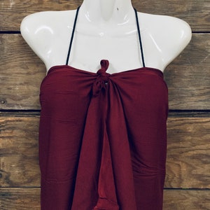Tahitian Pareu- MAROON no fringe