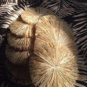 Raffia Flowers 3" natural color 10pk