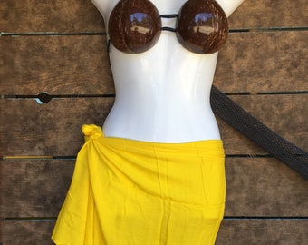 Tahitian PAREU -BRIGHT YELLOW no fringe