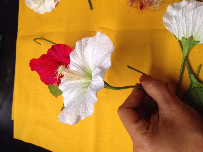 Real Touch HIBISCUS Flower Hairpick WHITE Etsy