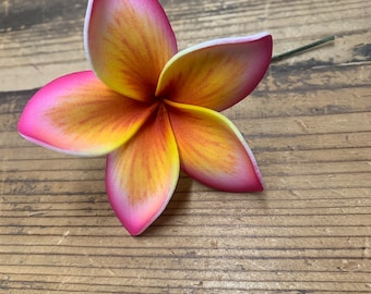 Foam Plumeria Hair Pick- Orange/Fuschia