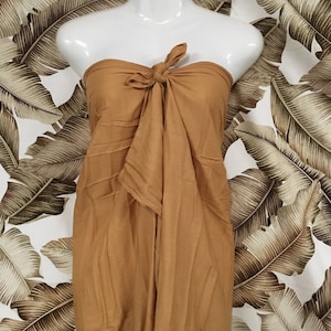 Tahitian PAREU - CARAMEL no fringe pareo